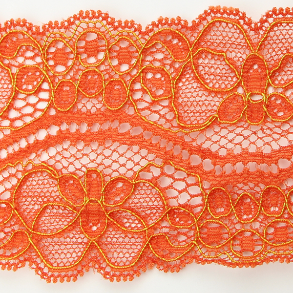 Spitzenband elastisch in orange gold