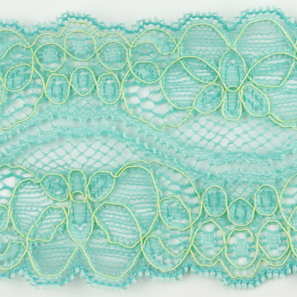 Spitzenband elastisch in seegrün zitrone