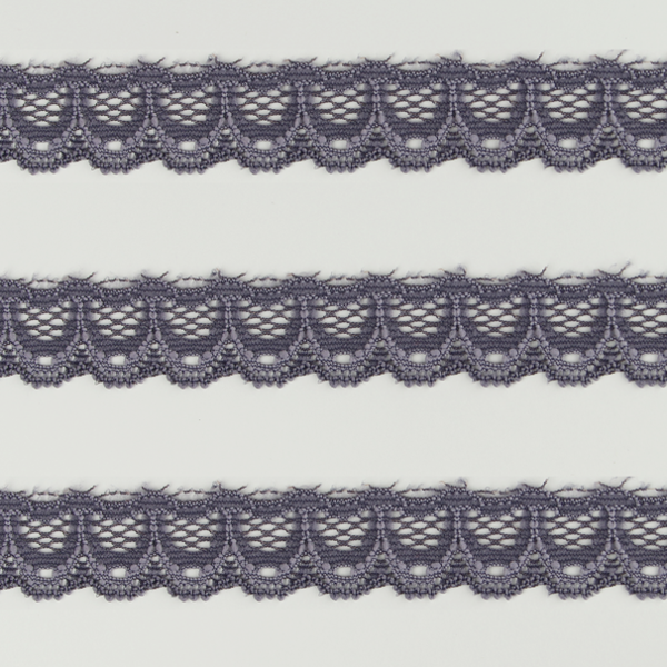 Spitzenband schmal elastisch in graulila