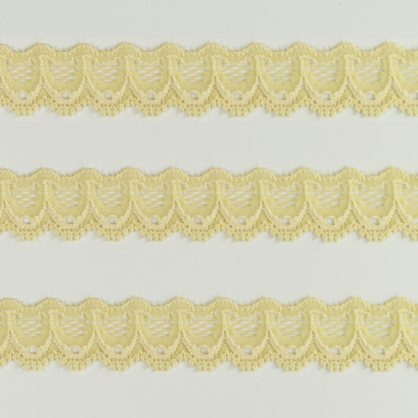 Spitzenband schmal elastisch in vanille gelb
